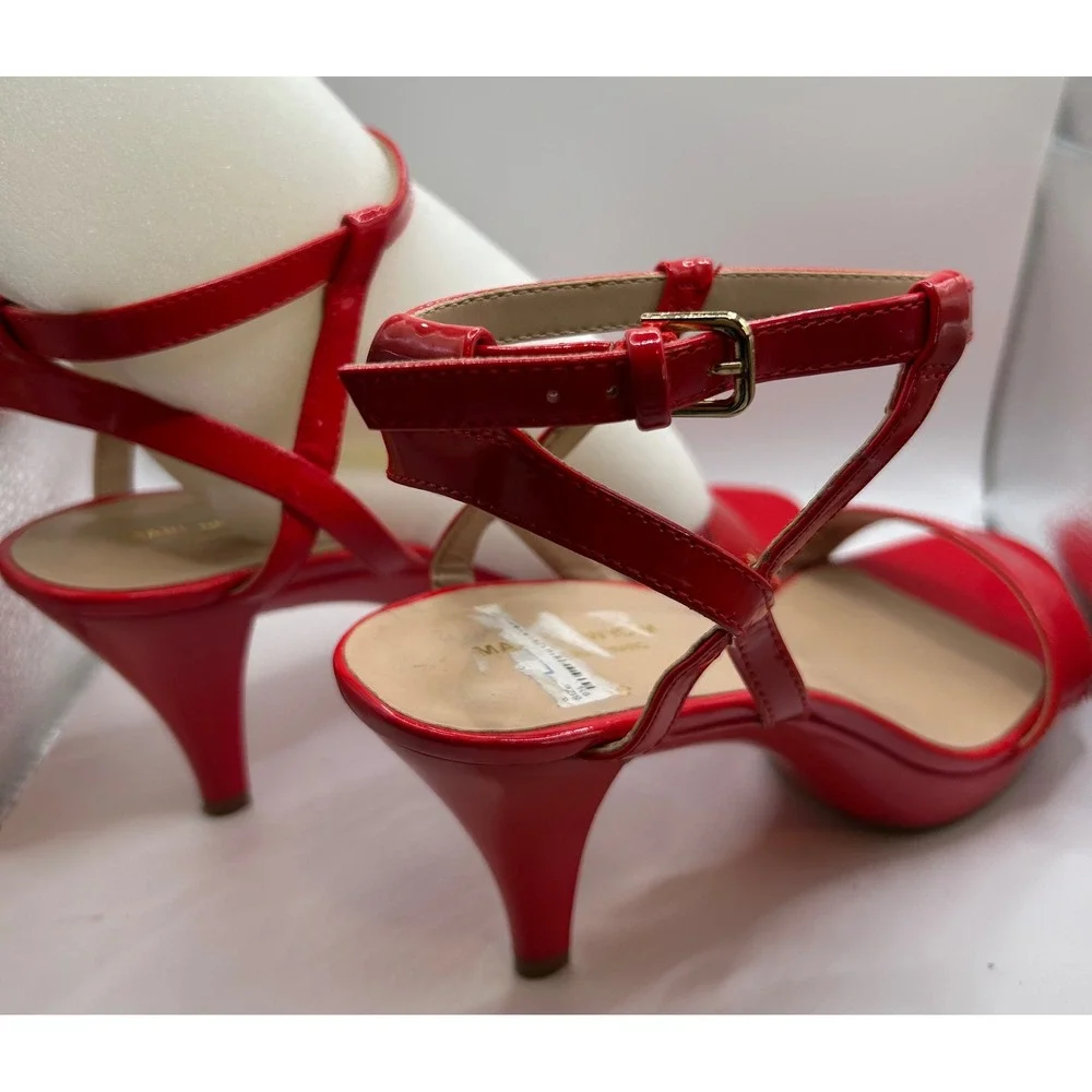 Marc New York Red Patent Leather‎ Ankle Strap Stiletto Heels Women Size 9.5